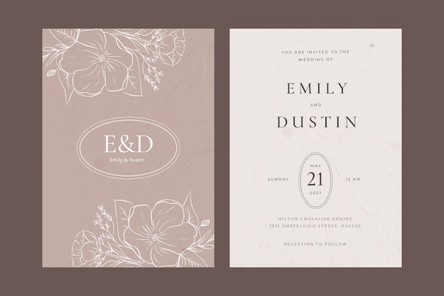 Free vector hand drawn rustic wedding invitation