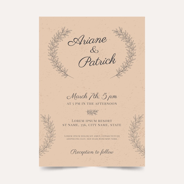 Hand drawn rustic wedding invitations