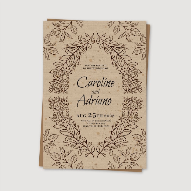 Free Vector hand drawn rustic wedding invitations