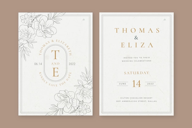 Hand drawn rustic wedding invitations