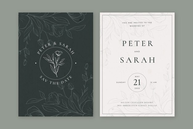 Hand drawn rustic wedding invitations