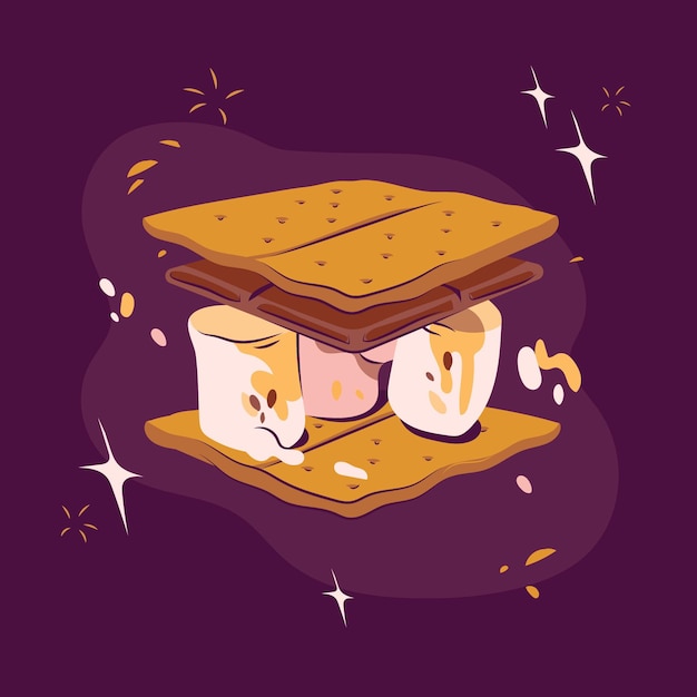 Hand drawn s'mores dessert illustrated