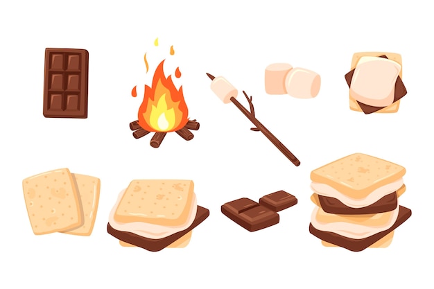 Free vector hand drawn s'mores dessert illustrated