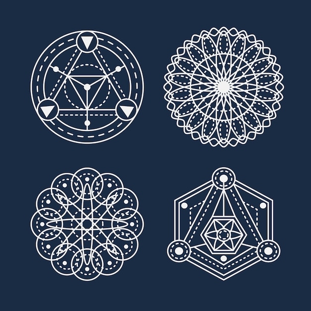 Free Vector hand drawn sacred geometry element collection