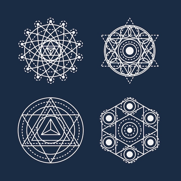 Free Vector hand drawn sacred geometry element collection