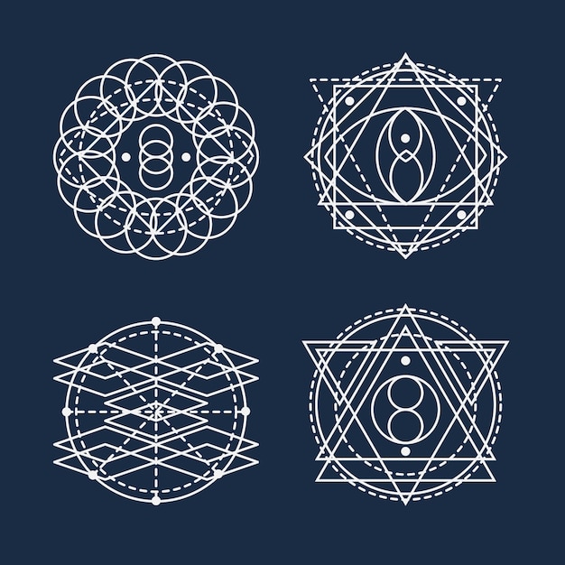 Free Vector hand drawn sacred geometry element collection