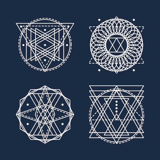 Free Vector hand drawn sacred geometry element collection