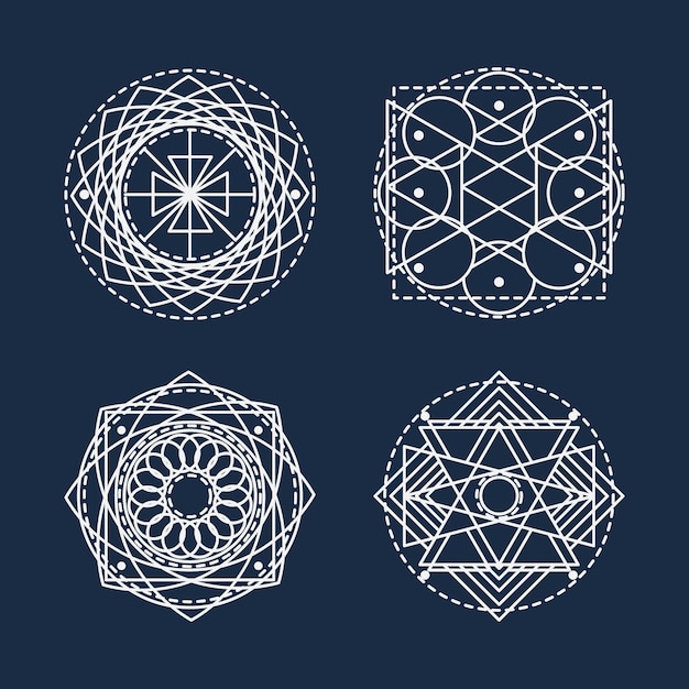 Free Vector hand drawn sacred geometry element collection