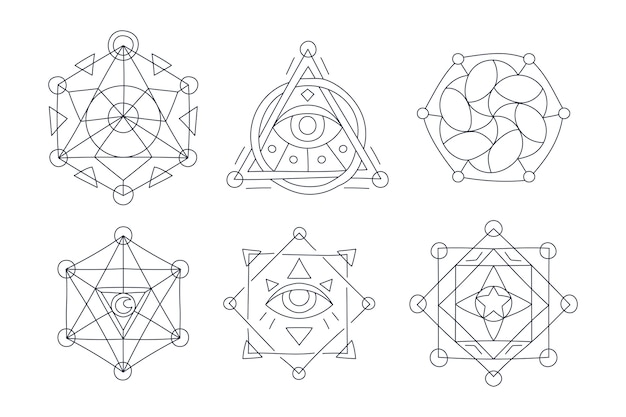 Hand drawn sacred geometry element collection