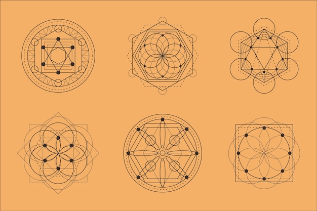 Free Vector hand drawn sacred geometry element collection