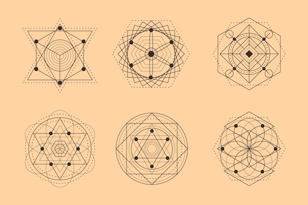 Free vector hand drawn sacred geometry element collection