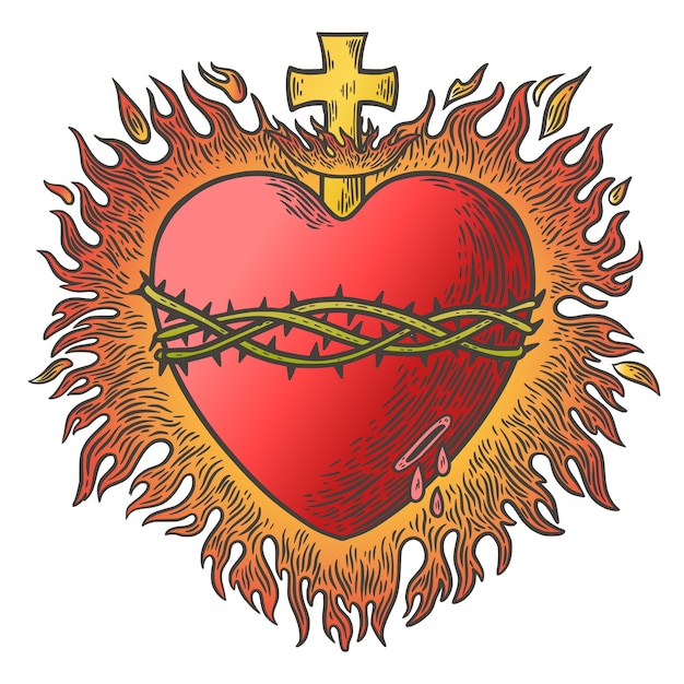 Free vector hand drawn of sacred heart