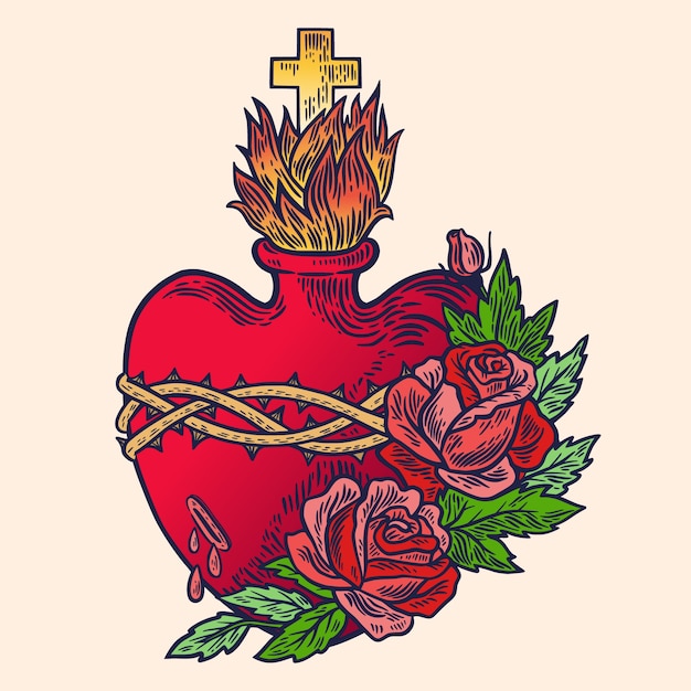 Hand drawn of sacred heart