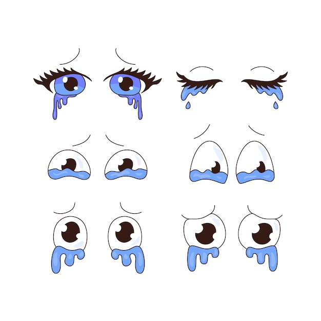 Free vector hand drawn sad eyes cartoon illustration