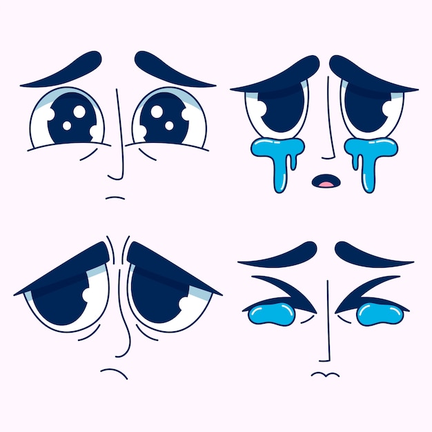 Free Vector hand drawn sad eyes  cartoon illustration