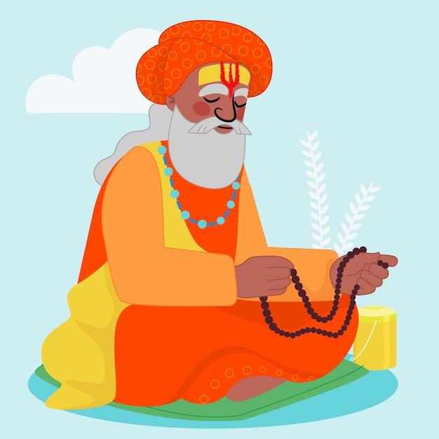 Free Vector hand drawn sadhu illustration