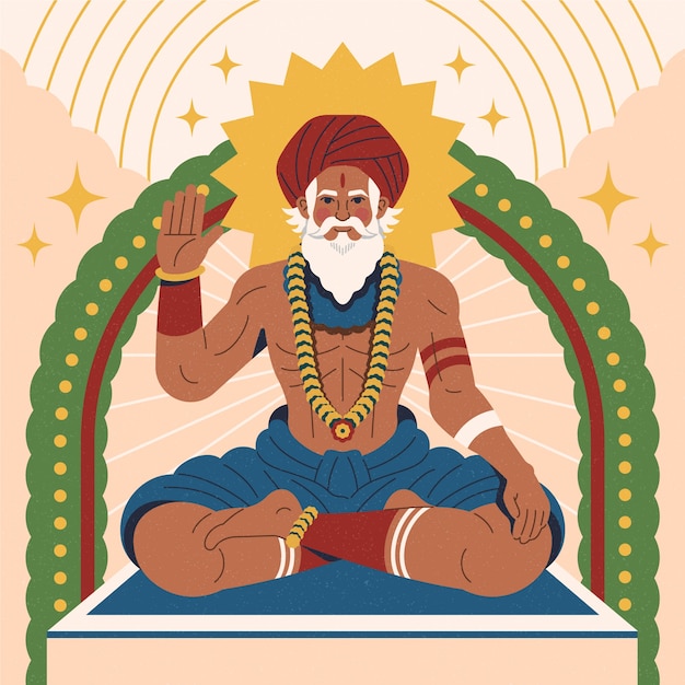 Free Vector hand drawn sadhu illustration