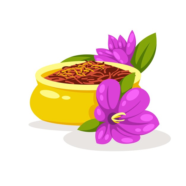 Hand drawn saffron plant illustration