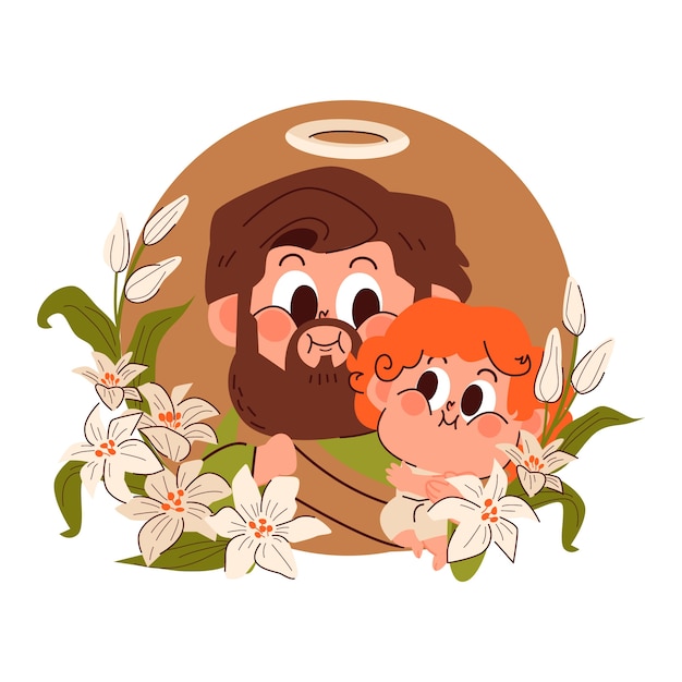 Free Vector hand drawn saint joseph illustration