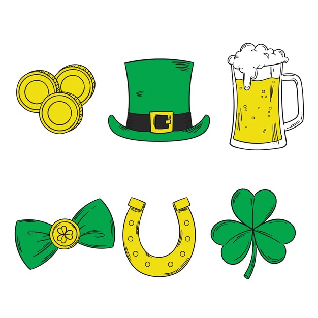 Hand drawn saint patrick's day element collection