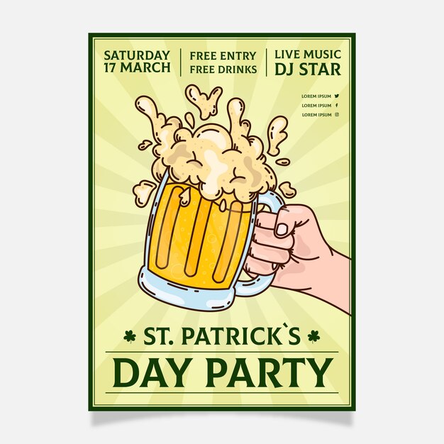 Hand drawn saint patrick's day flyer template