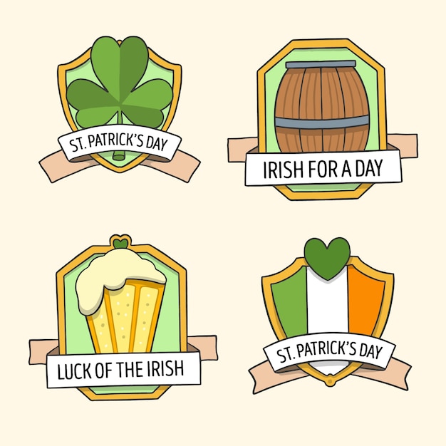 Free Vector hand drawn saint patrick's day label collection