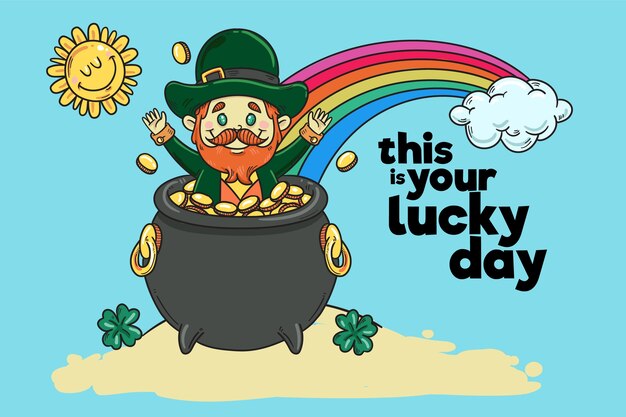 Hand drawn saint patrick's day with rainbow