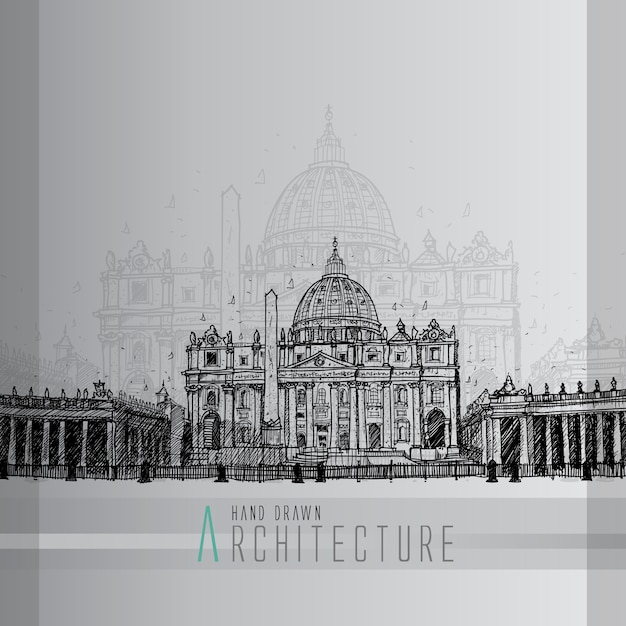 Hand drawn saint peter's square