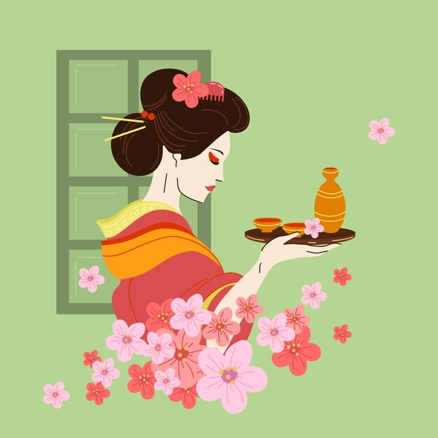 Hand drawn sake illustration