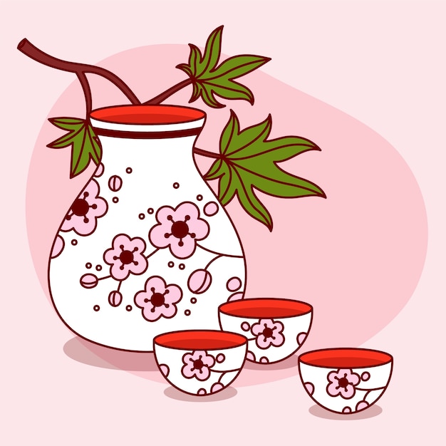 Free Vector hand drawn sake illustration