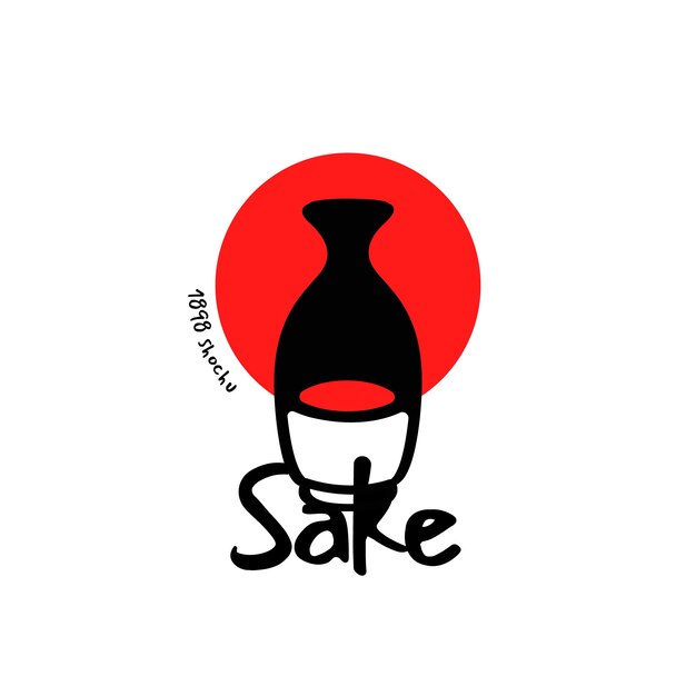 Hand drawn sake logo design