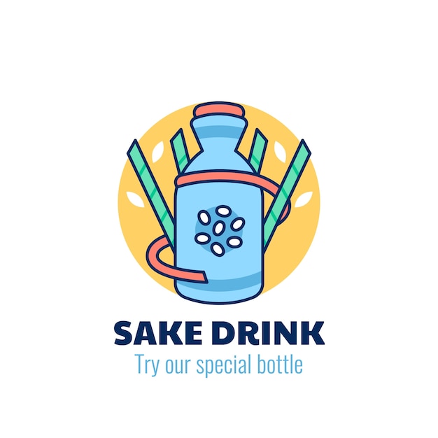 Hand drawn sake logo design