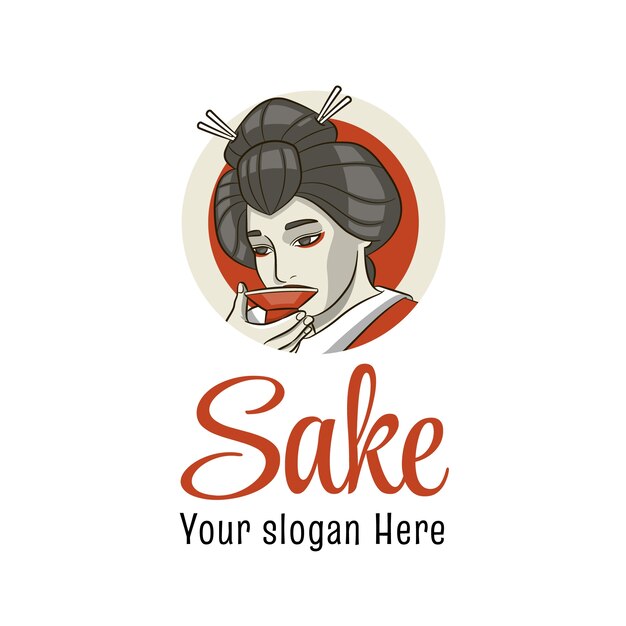 Hand drawn sake logo design