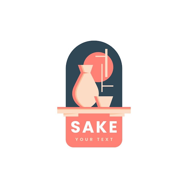 Hand drawn sake logo template