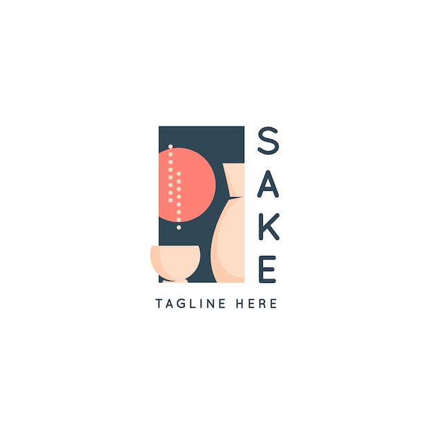 Hand drawn sake logo template