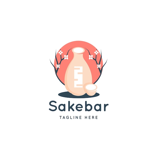 Hand drawn sake logo template