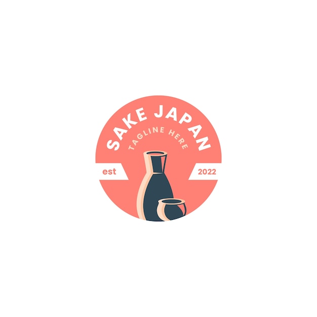 Hand drawn sake logo template