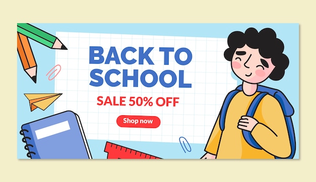 Hand drawn sale banner template for back to school