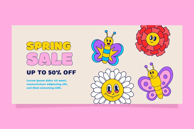 Free Vector hand drawn sale banner template  for spring celebration