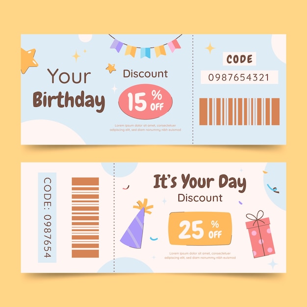 Hand drawn sale coupon design template