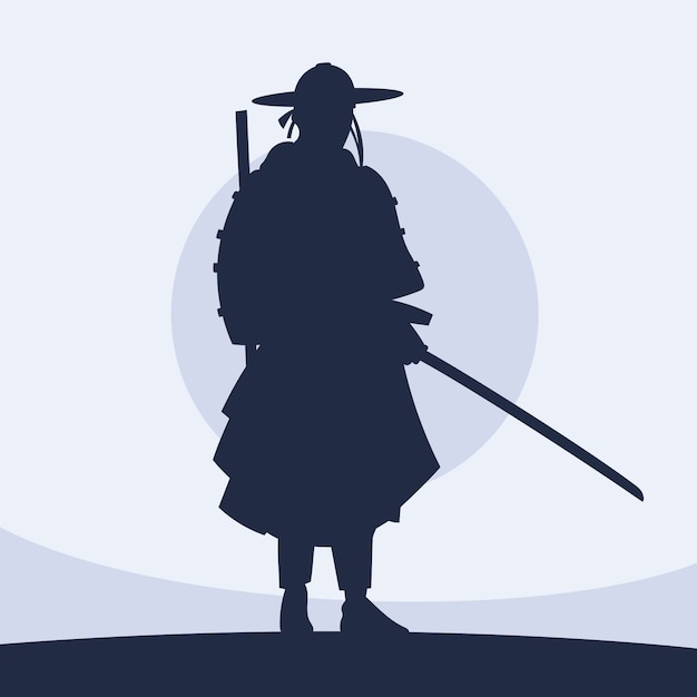 Free Vector hand drawn samurai silhouette illustration