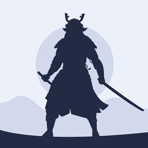 Free Vector hand drawn samurai silhouette illustration