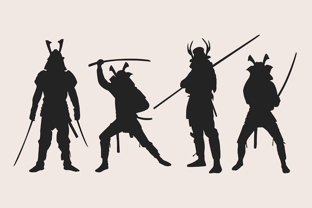 Hand drawn samurai silhouette