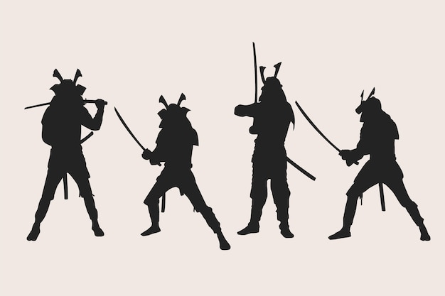 Hand drawn samurai  silhouette