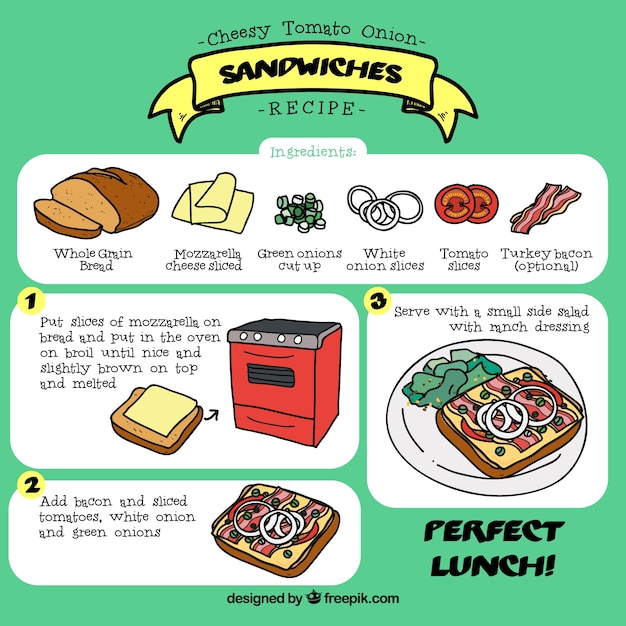 Free Vector hand drawn sandwiches recipe