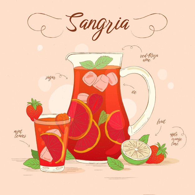 Hand drawn sangria illustration