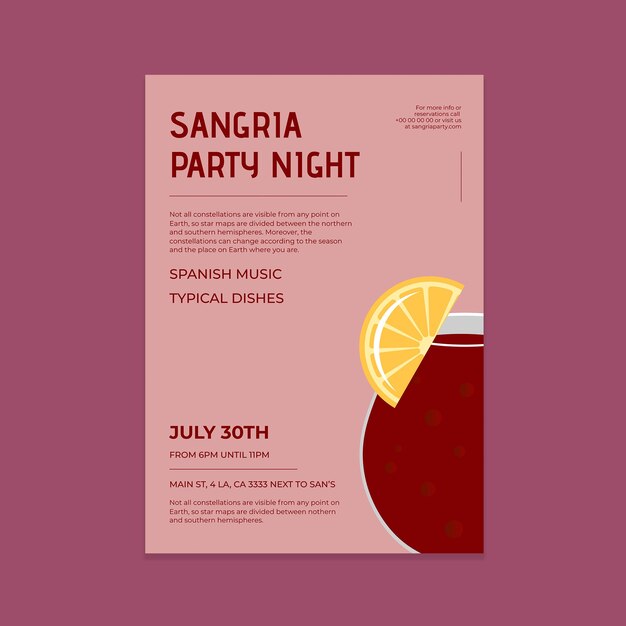 Hand drawn sangria party night poster