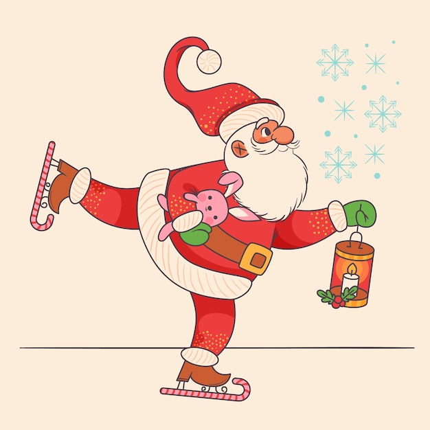 Free Vector hand drawn santa cartoon illustration