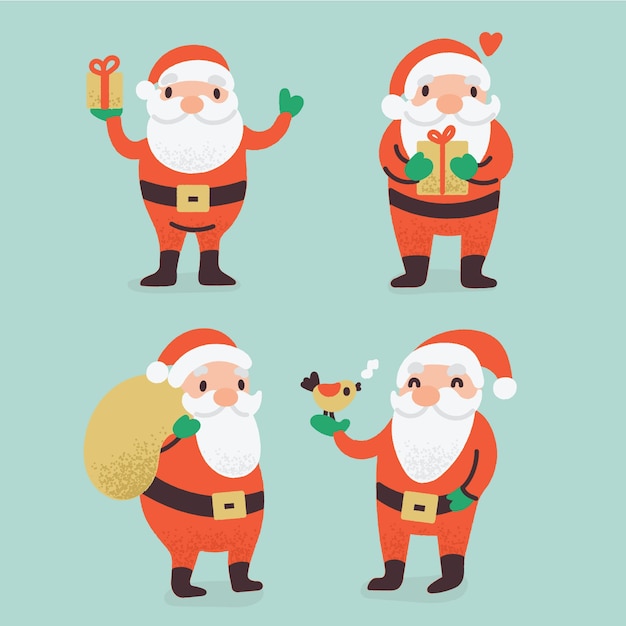 Hand drawn santa claus character collection