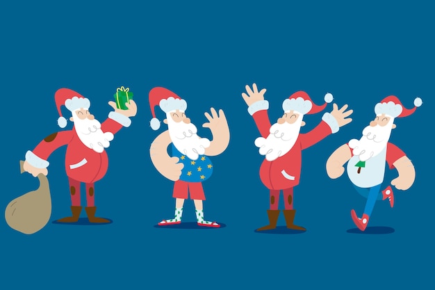 Free Vector hand drawn santa claus character collection